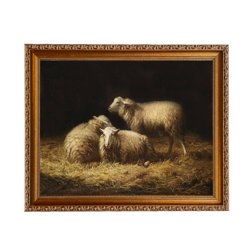 Madison Bay Co. - Historical Home Decor Reproductions - Wholesale Painting/Drawing - Sheep in the Hay Framed Painting Print on Canvas5