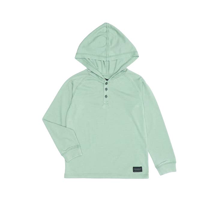 BOYS ACID WASH HENLEY HOODIE for wholesale by Silver Jeans