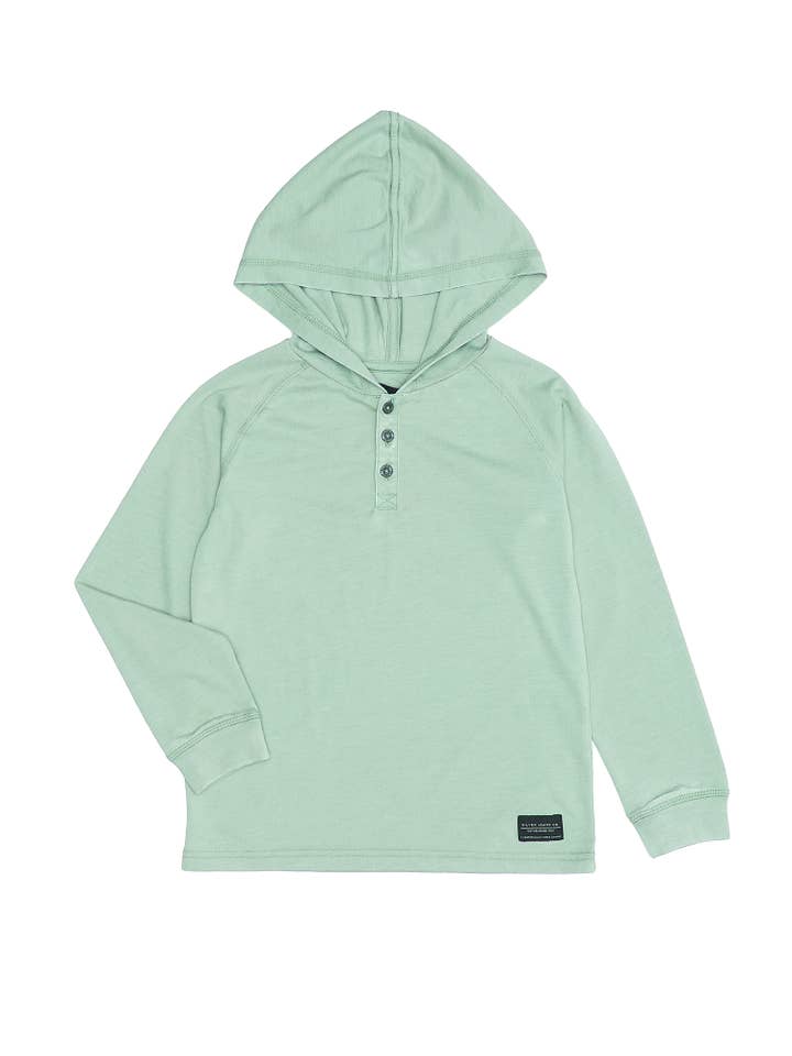 BOYS ACID WASH HENLEY HOODIE for wholesale by Silver Jeans