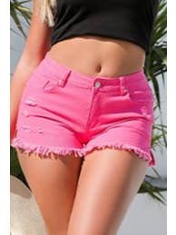 HIDDENBRAND - Wholesale Shorts - Women's - high waisted vintage distressed fringed edge denim shorts