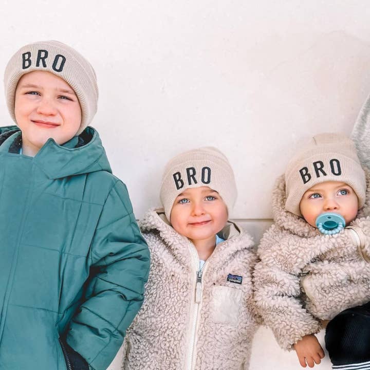 Child Beanie - BRO - Tan for wholesale by Little Mama Shirt Shop