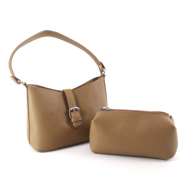 Pretty Persuasions - Wholesale Shoulder Bag - Women's - P25025 Small Microfiber Leather Purse w/Cosmetic Pouch3