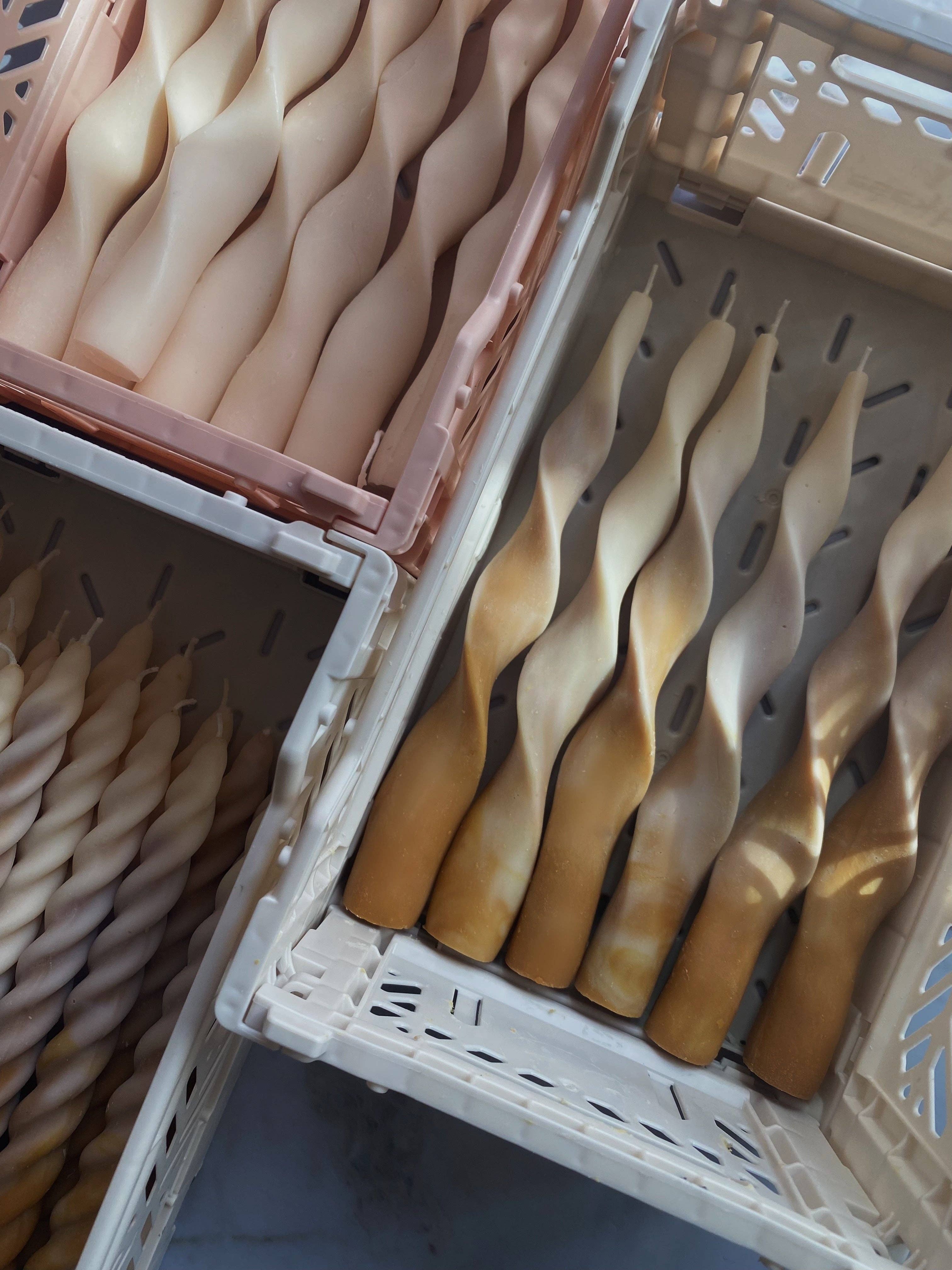 SoieLondon - Wholesale Tapered Candle/Candlestick - Iced Coffee Ribbon Candle sticks Set. Vegan, soy.1