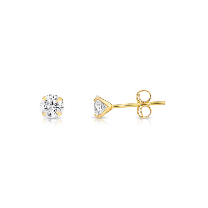 NY Gold & Silver Trading Inc. - Wholesale Stud/Post Earrings - 14K Solid Gold Martini Set CZ Stud Earrings with Push-Back5