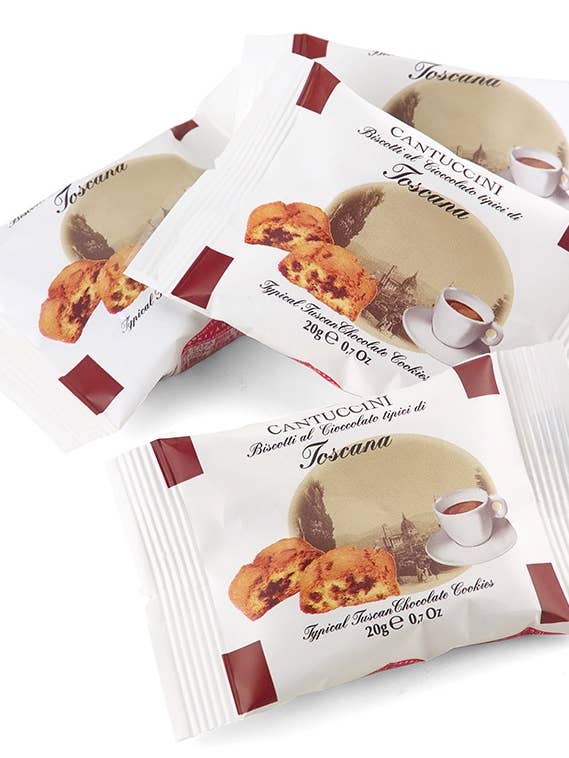 Cantuccini com gotas de chocolate embalagem individual 20 g por atacado de Biscottificio Belli