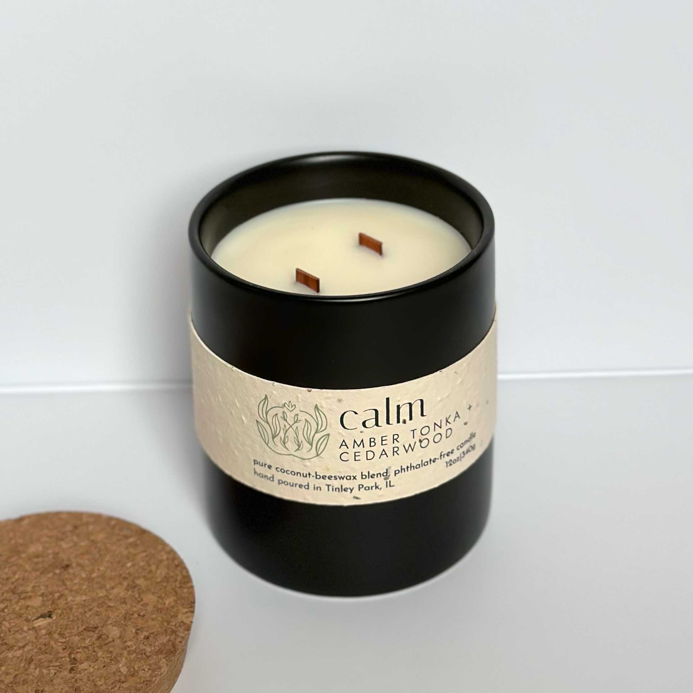 Sprig & Flame - Wholesale Jar/Filled Candle - CALM | Pure Coconut Beeswax Hand-Poured Wood Wick Candle2