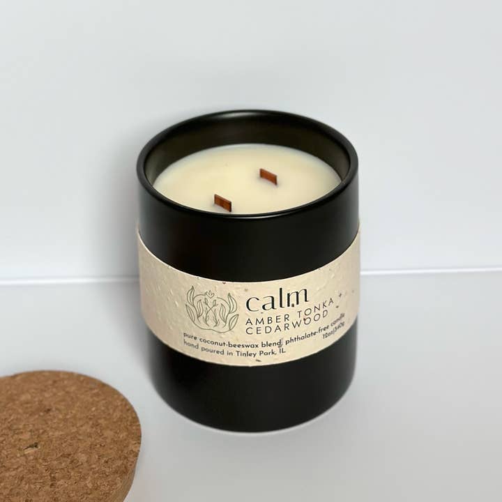 Sprig & Flame - Wholesale Jar/Filled Candle - CALM | Pure Coconut Beeswax Hand-Poured Wood Wick Candle2