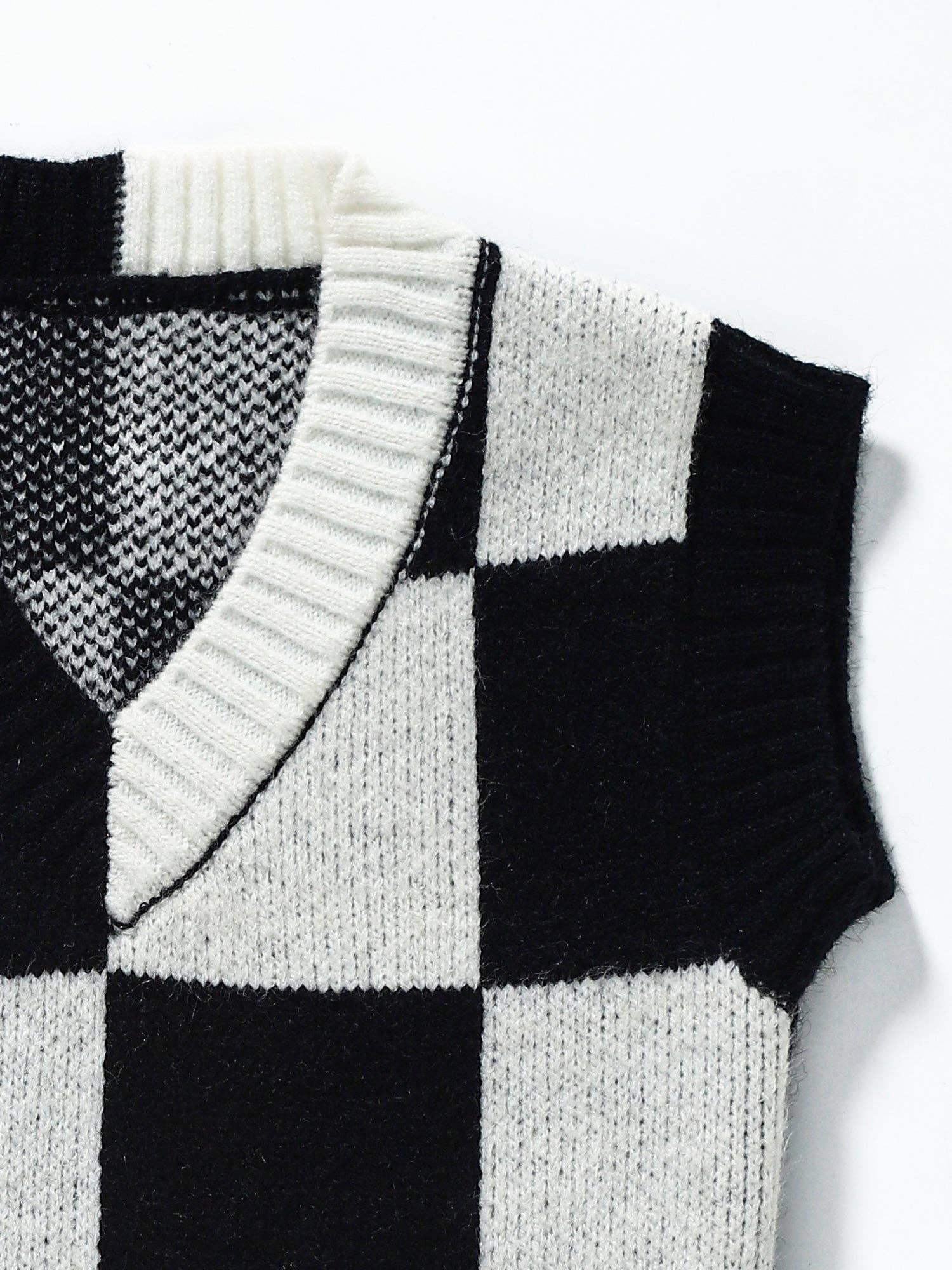 sassy kids palace - Venta al por mayor Chaleco de punto - Niños - Jersey de chaleco negro blanco para niñas1