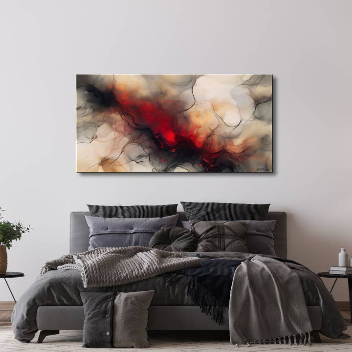 FIRE STIX -Extra Large Textured Canvas Painting – Limited Edition Abstract Fluid Art for wholesale by ELOISE WORLD STUDIO