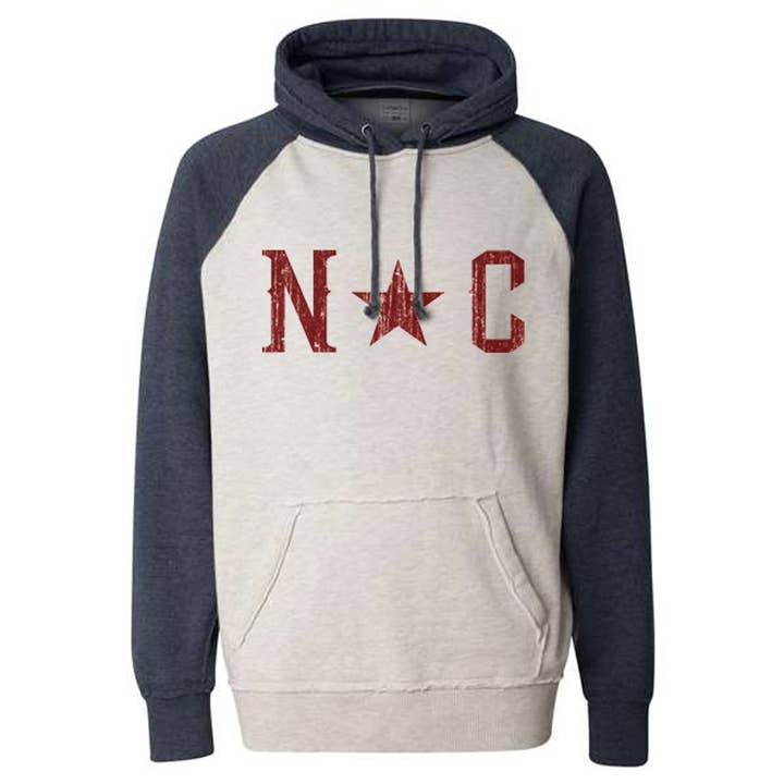North Carolina Star Hippy Hoodie, Navy for wholesale by S.L. Revival Co.