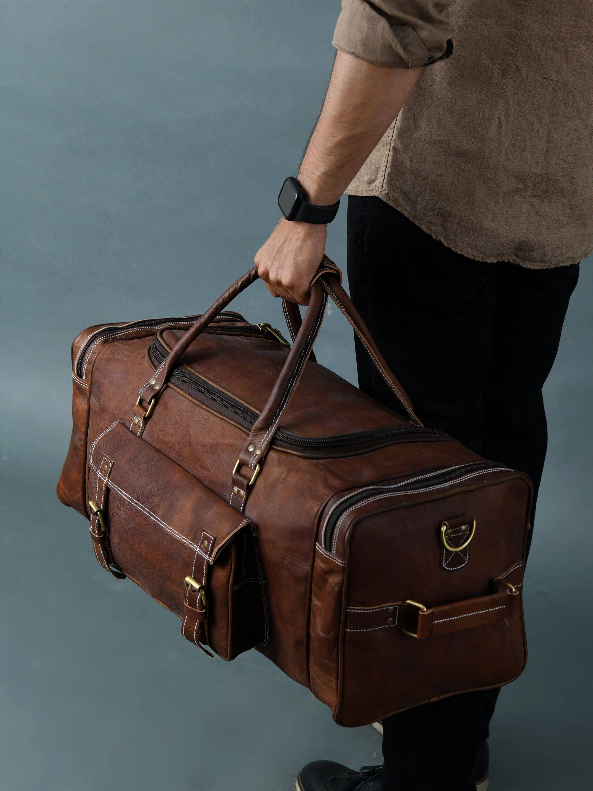 Classy Leather Bags - Wholesale Weekender Bag - Men's - Traveler Weekender Duffle Bag + FREE Toiletry Bag10