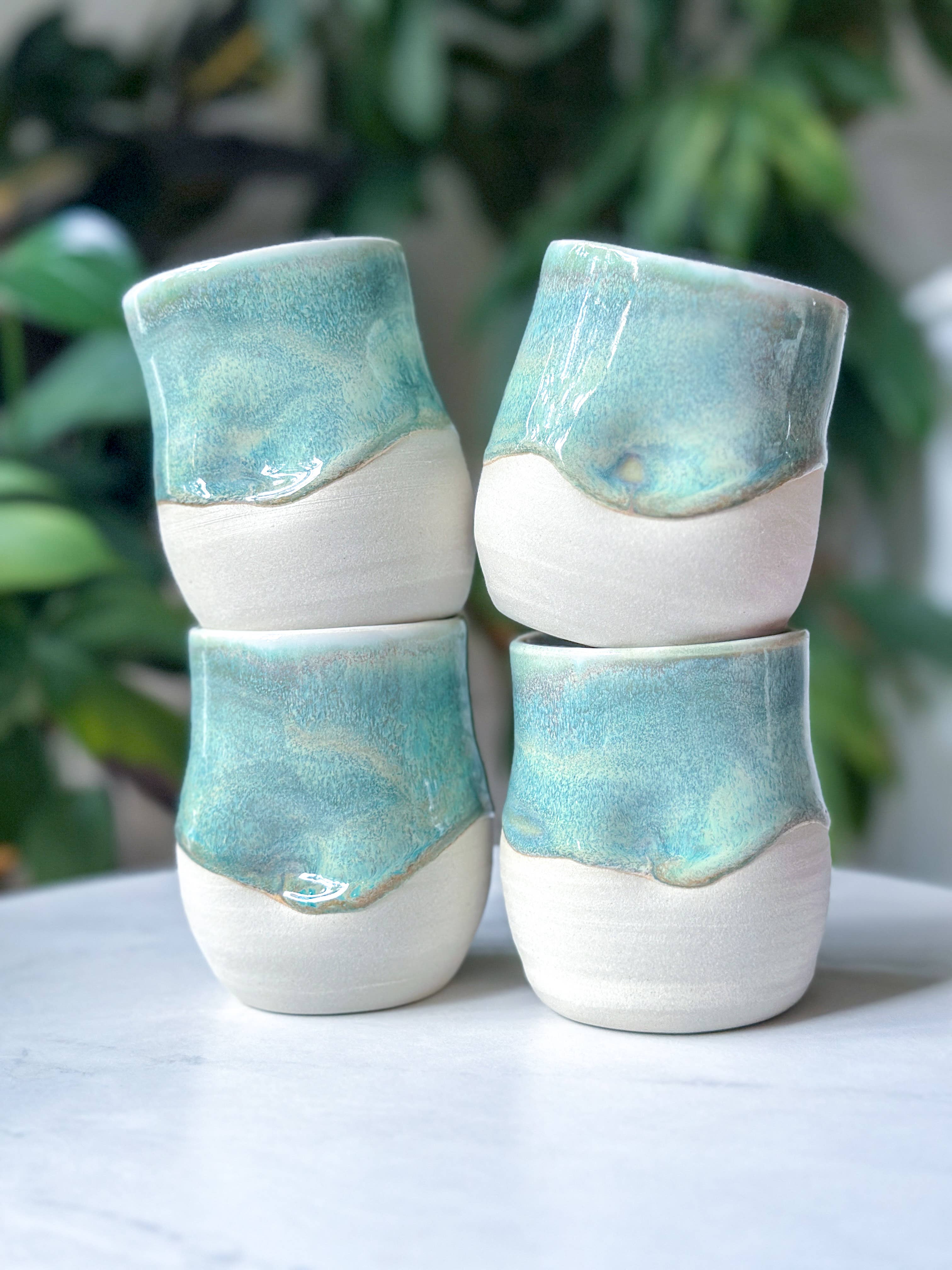 Van Isle Clayworks - Wholesale Coffee/Tea Cup - Turquoise Stoneware Cup - Shoreline Glaze - Pottery Ceramic3