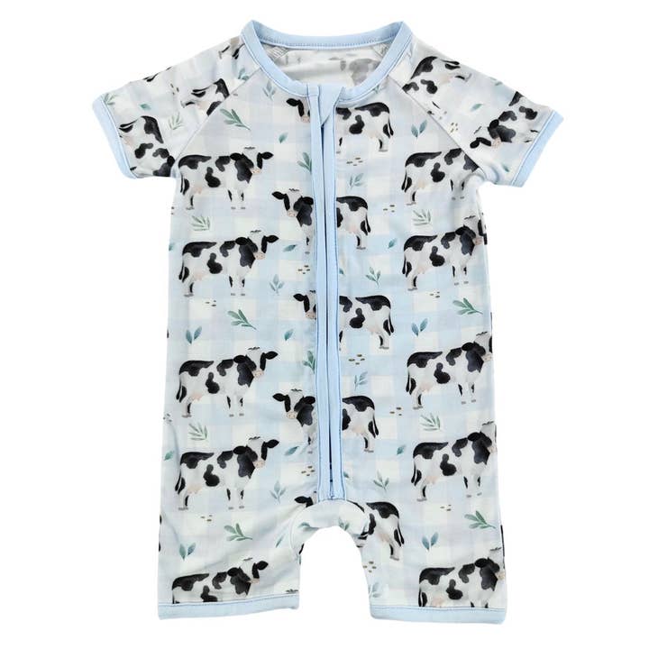 Little One Shop - Wholesale Clothing Set - Baby - Dairy Cow Bamboo Short Romper
