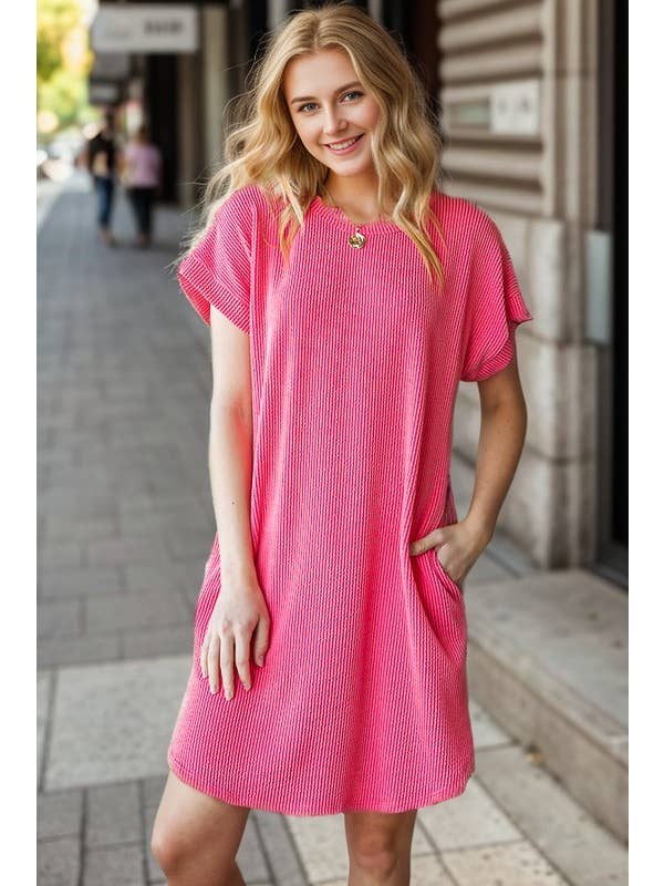 HEIMISH - Wholesale Dress - Women's - ED6807-10 URBAN RIBBED MINI DRESS WITH SIDE POCKET4