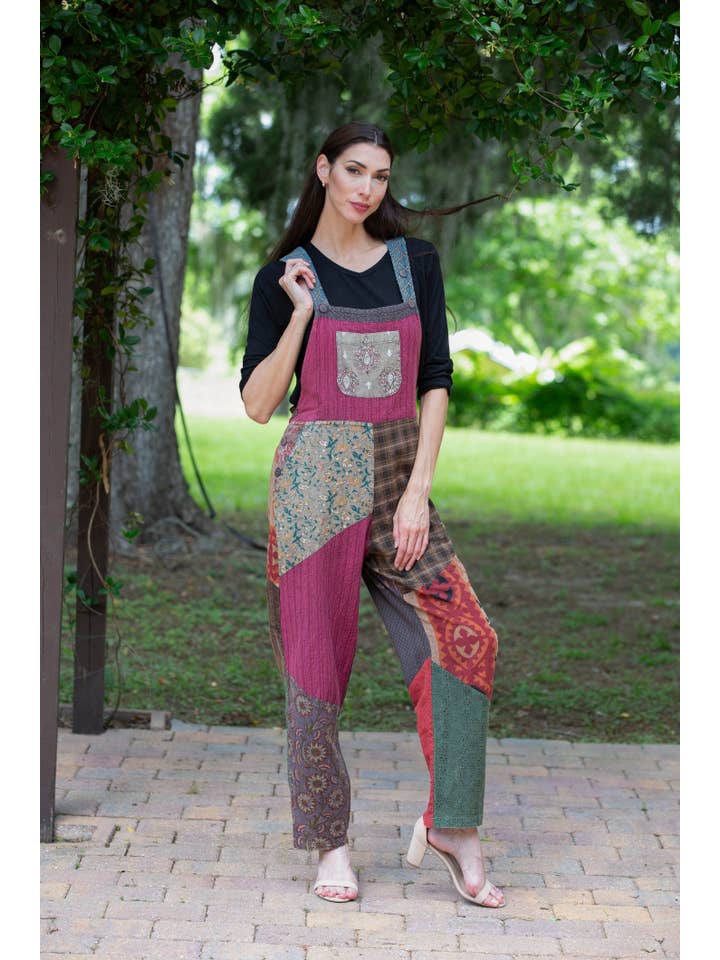 Sacred Threads - Wholesale Overalls - Women's - Collage Cotton Patchwork Overalls