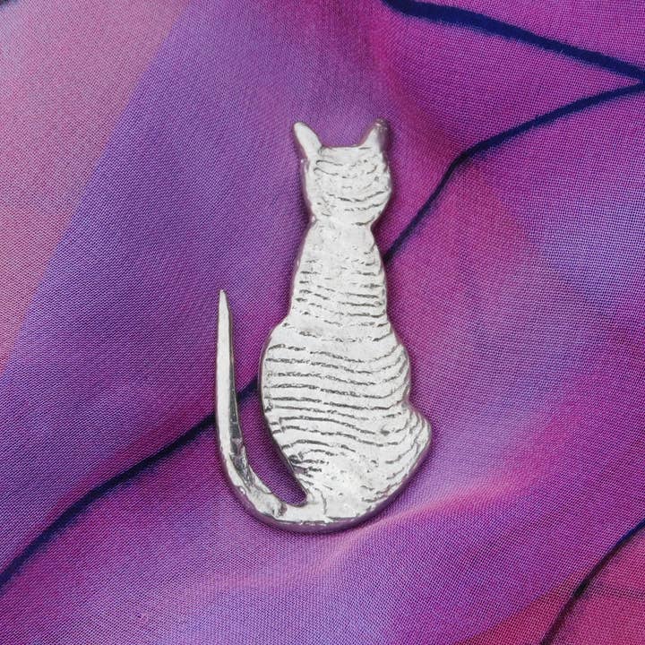 Cat Pewter Scarf Ring - Cuttle for wholesale by William Sturt Fine Pewter