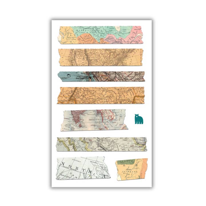 Carte vintage Washi pour la vente par Four Bears Sticker Club