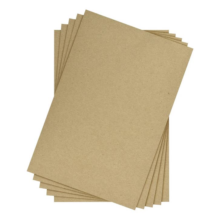 Fine Cardstock - Wholesale Craft Supplies - 12 x 18" Brown Kraft Chipboard | Medium Weight 30Pt. (624gsm) Cardboard Sheets - 50 per Pack6