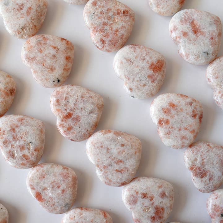 Soothing Crystals - Wholesale Spiritual Stone/Crystal - 1 Inch Sunstone Heart, Puffy Mini Heart Crystals Pendant