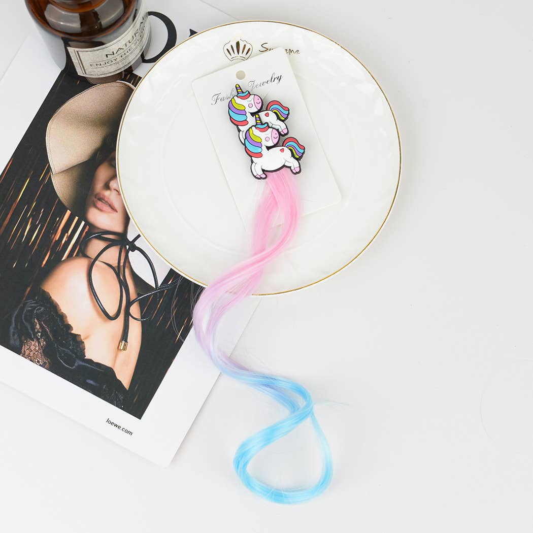 TheDivaSoap - Wholesale Hair Clip - Kids - 2Pcs Kids Unicorn & Rainbow Wig Hair Clips1