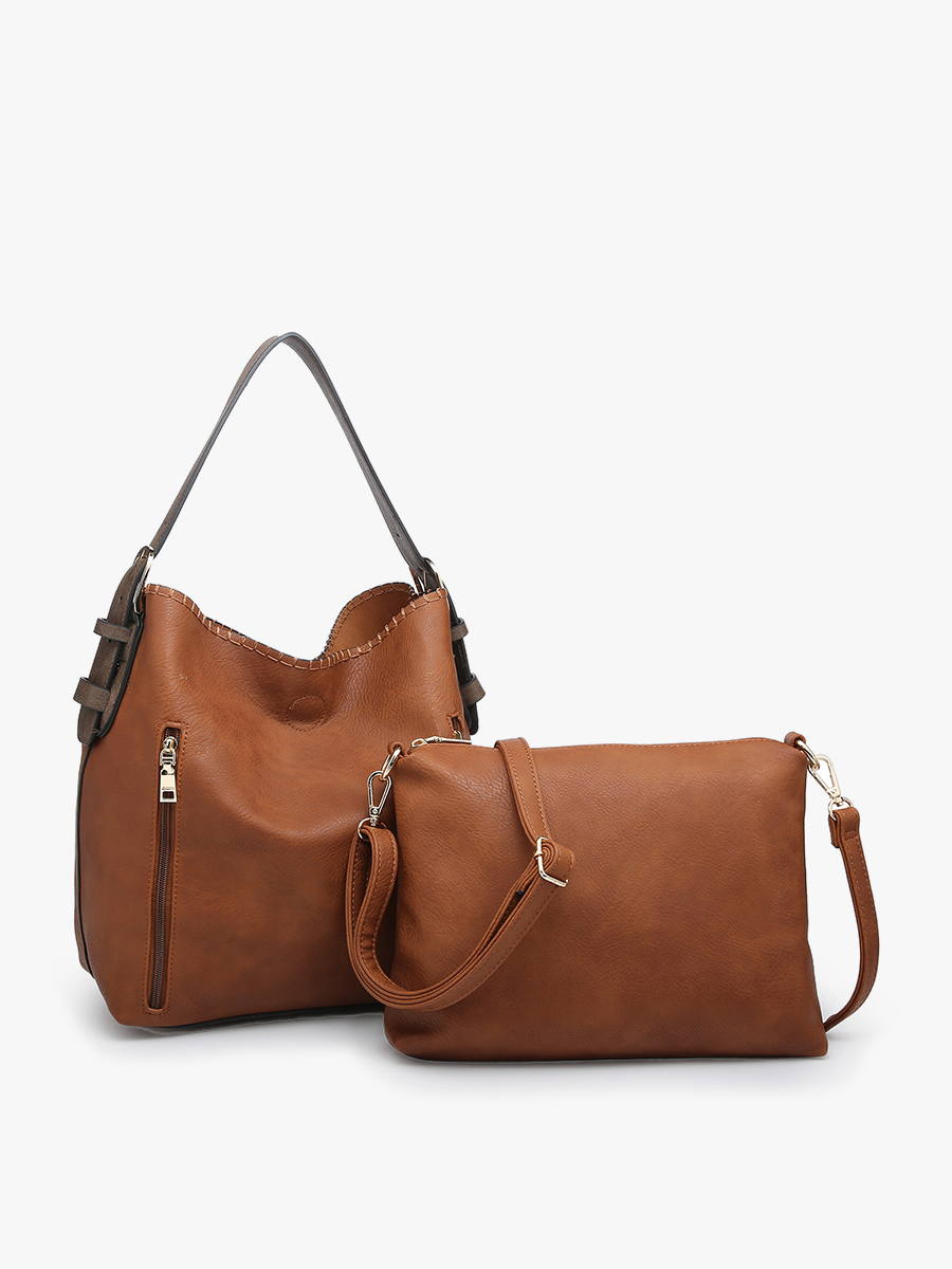 Jen & Co. - Wholesale Schoudertas - Dames - Jen & Co. M1816A Alexa 2-in-1 hobo tas met dubbele ritssluitingen8