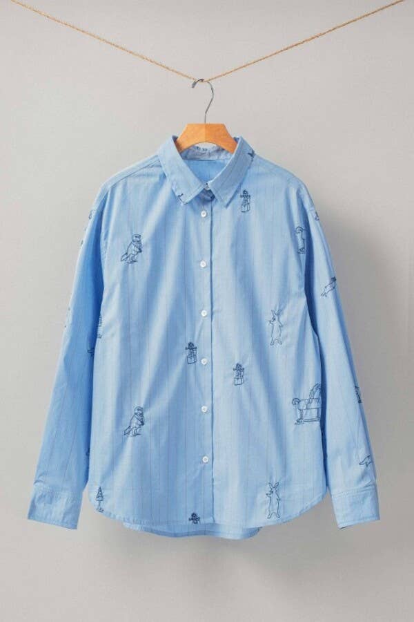 Heyday - Vente Chemise à col boutonné – femme - Chemise à rayures avec animaux brodés ludiques0