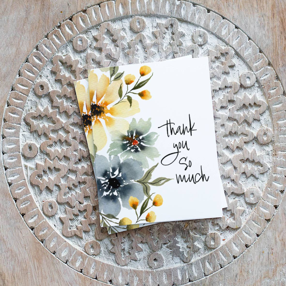 Petals by Priya Watercolor Designs - Wholesale Thank You Card - A2 Floral Watercolor Thank You So Much Card with Envelope1