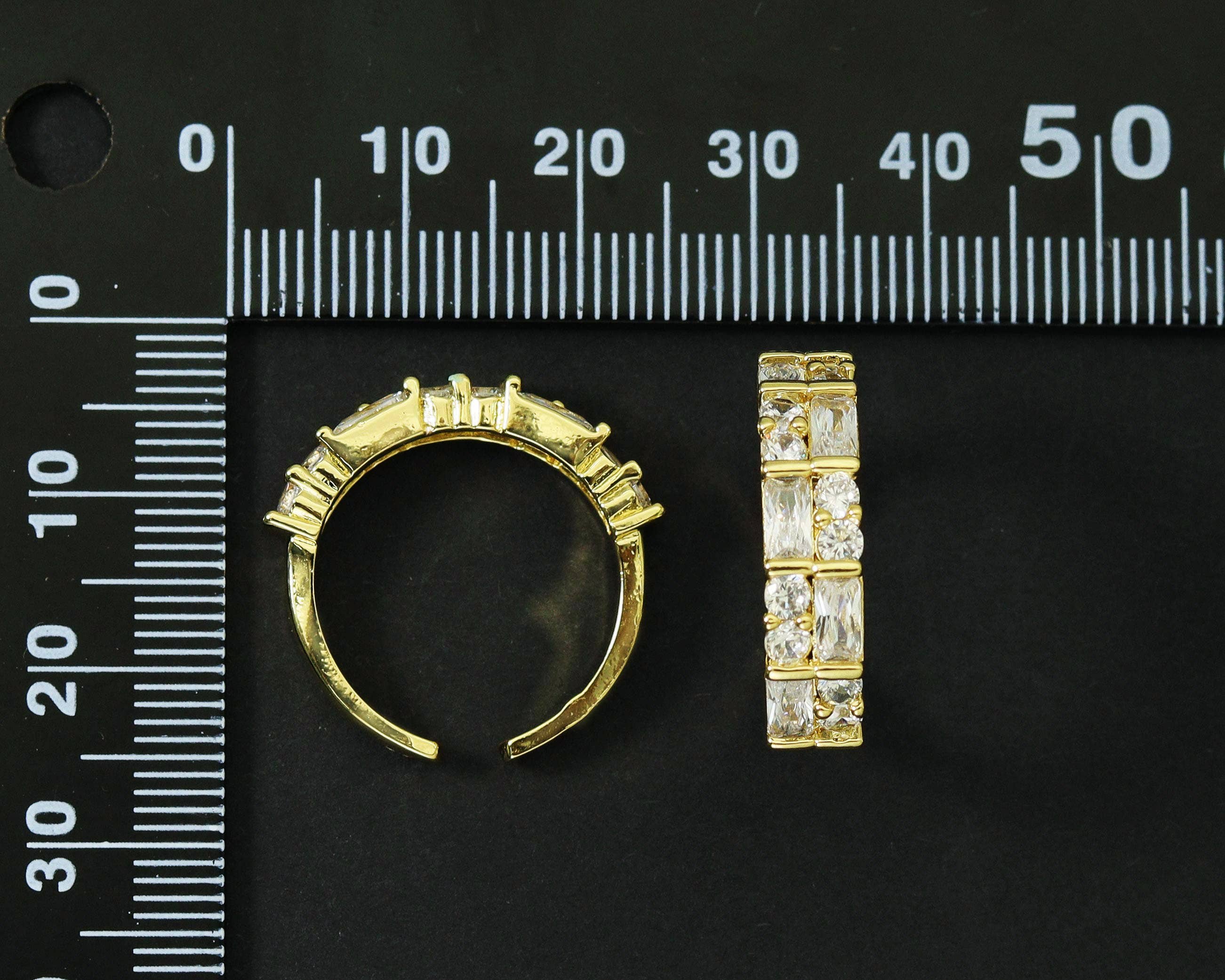 BestBeads&Beyond – Großhandel Mehrsteinige Ringe – Rechteck CZ verstellbarer Ring, Art.-Nr. #LD2113