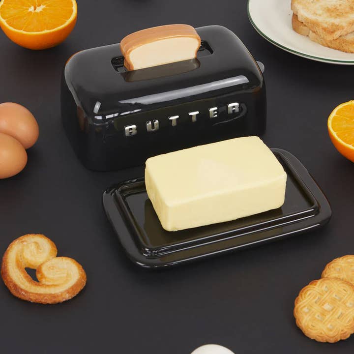 Balvi Butter Dish | Toasty Ceramic Butter Dish Black for wholesale by Oli Olsen