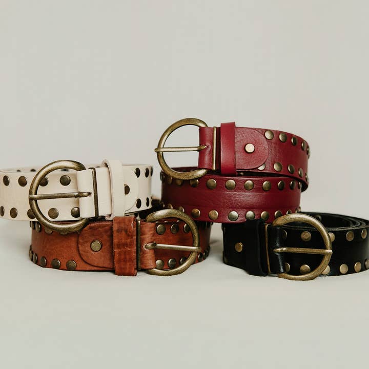 100% leather belt with Cirius studs – Available in 4 Colors and other Purchase Wholesale accesorios en bronce. Free Returns & Net 60 Terms on Faire trending on Faire.