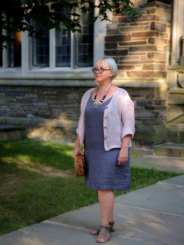 Chaqueta de lino transparente (gasa) para venta al por mayor de VIKOLINO