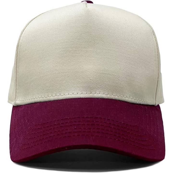 Funky Junque - Wholesale Baseball Cap - Unisex - Two Tone Vintage Snapback Hat - Burgundy/Beige