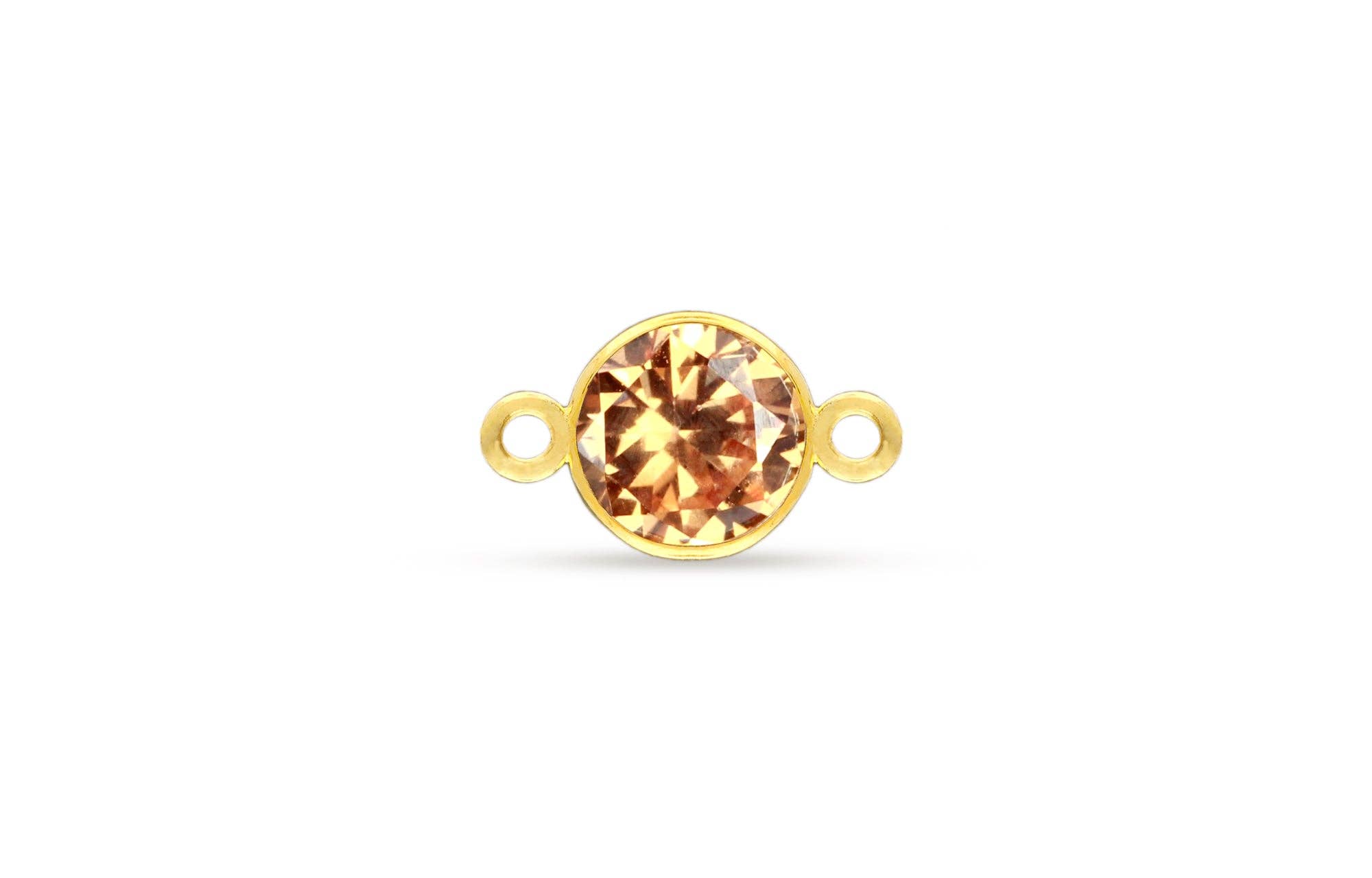 Plazko - Wholesale Individual Charm/Pendant - 14Kt Gold Filled 6mm Cognac CZ AAA Bezel Connector - 1pc0