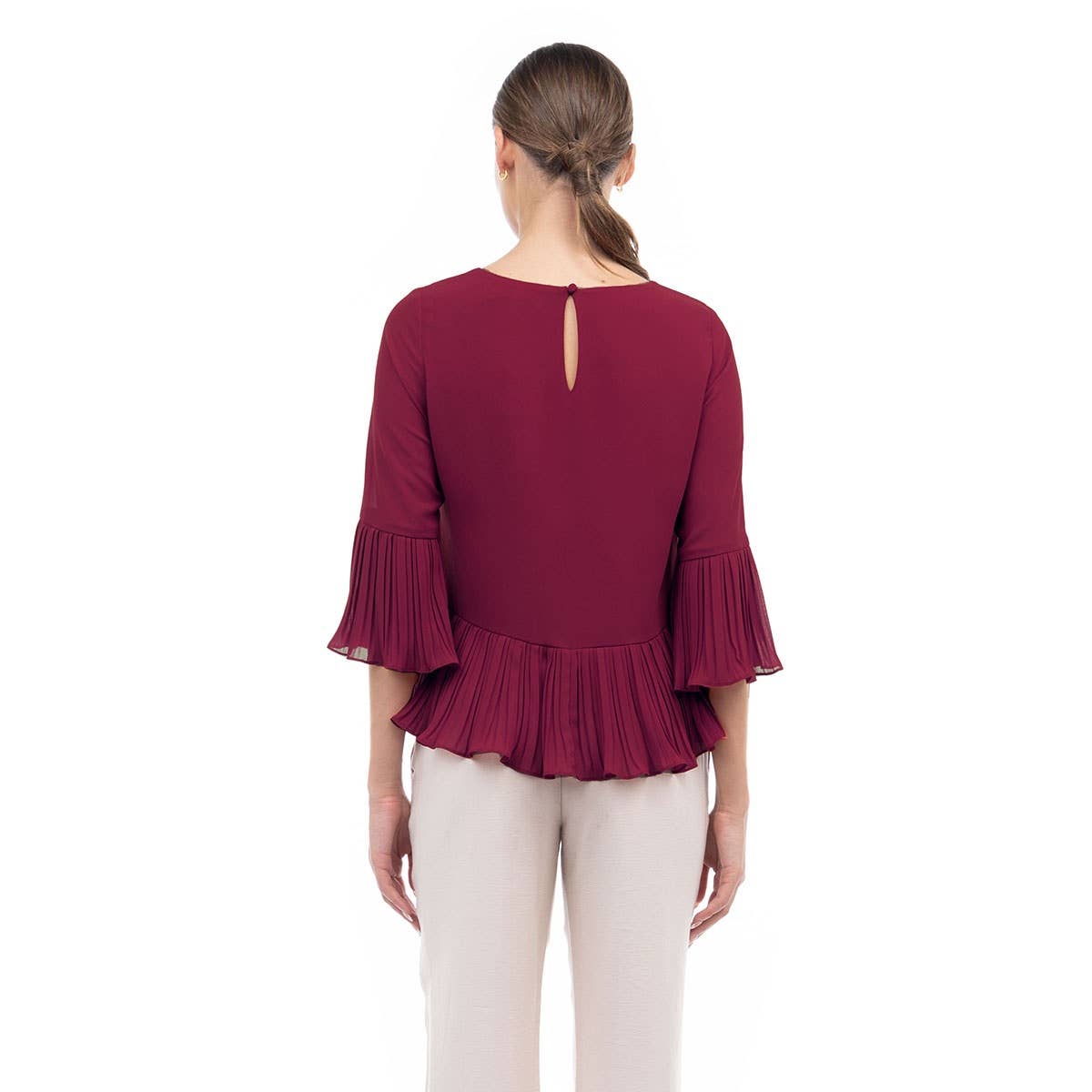 Naked Zebra – Engroshandel Bluse - Dame – Bluse med 3/4 ærmer og plisseringer11