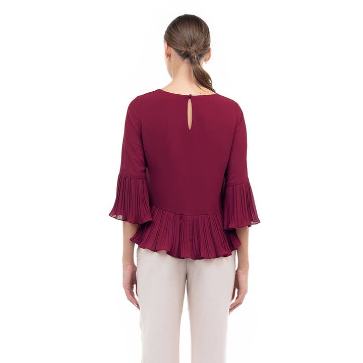 Naked Zebra – Engroshandel Bluse - Dame – Bluse med 3/4 ærmer og plisseringer11