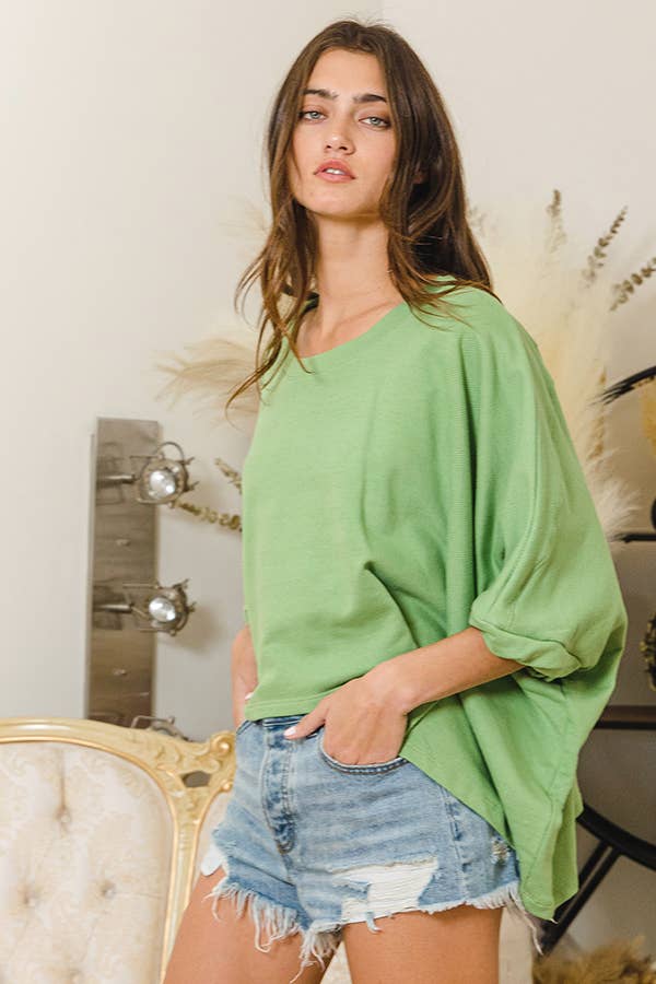 BUCKETLIST INC - Wholesale Knit Top - Women's - T1704D Solid French Terry Semi Crop Top9