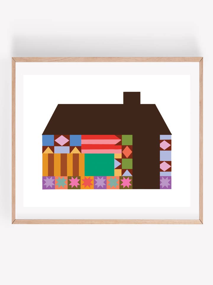 Quilt Pattern House Art Print for wholesale by Persika Design Co.