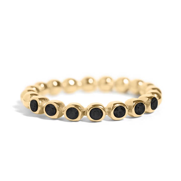 WJW - Wholesale Multi-stone ring - 18k Gold PVD Coated Beaded Stainless Steel CZ Stacking Ring3