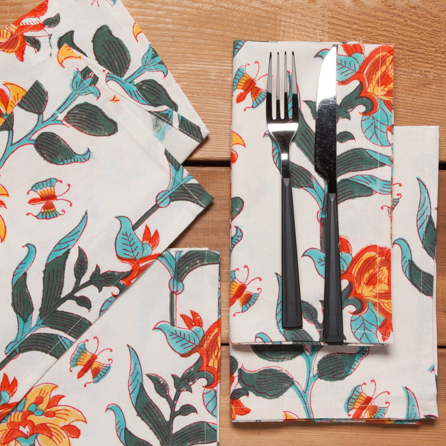Danica Heirloom - Wholesale Dinner & Cloth Napkin - Marigold Block Print Napkins Set of 42
