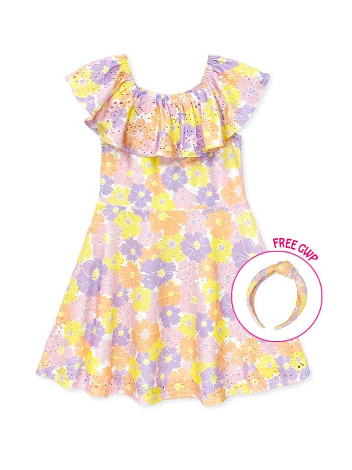 Imprimé Floral Robe à œillets TKD-Y24-3402T pour tout-petit avec bandeau en vente sur Faire