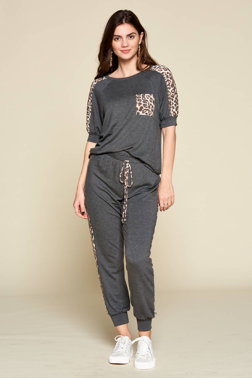 Emerald Collection - Vente Haut en maille – femme - Haut décontracté à poche à imprimé animal SW-51174