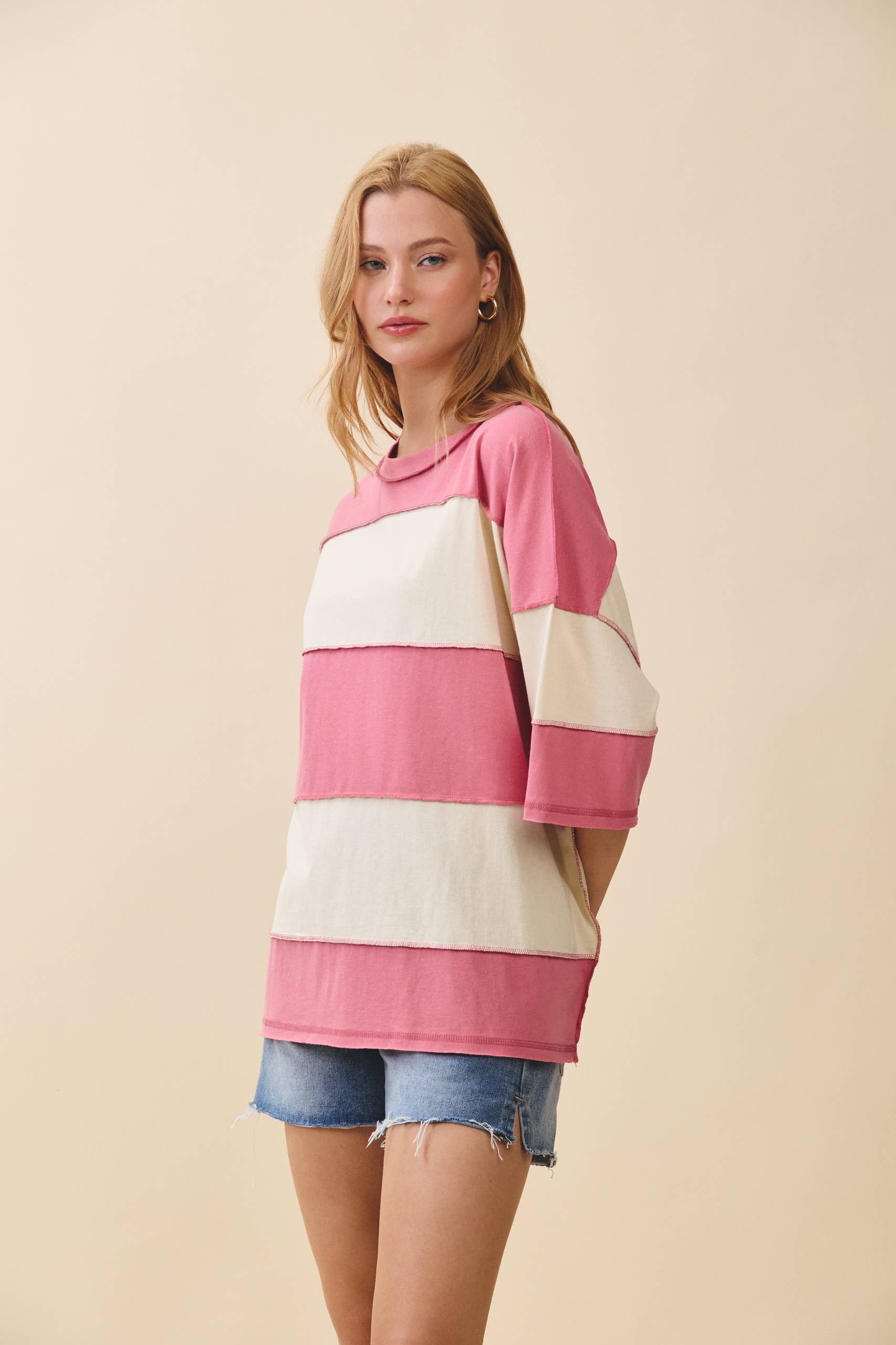 AEMI + CO - Wholesale Knit Top - Women's - 8417FN Polly Color Block Top72