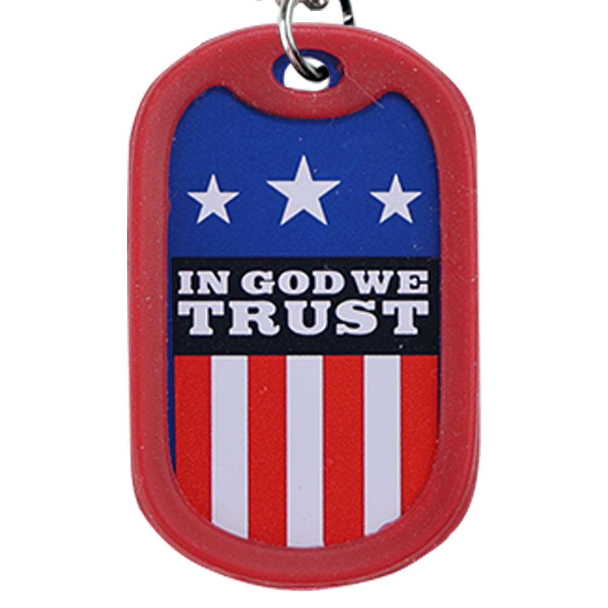 Red White Blue Faith Gear Dogtag Necklace In God We Trust for wholesale on Faire2