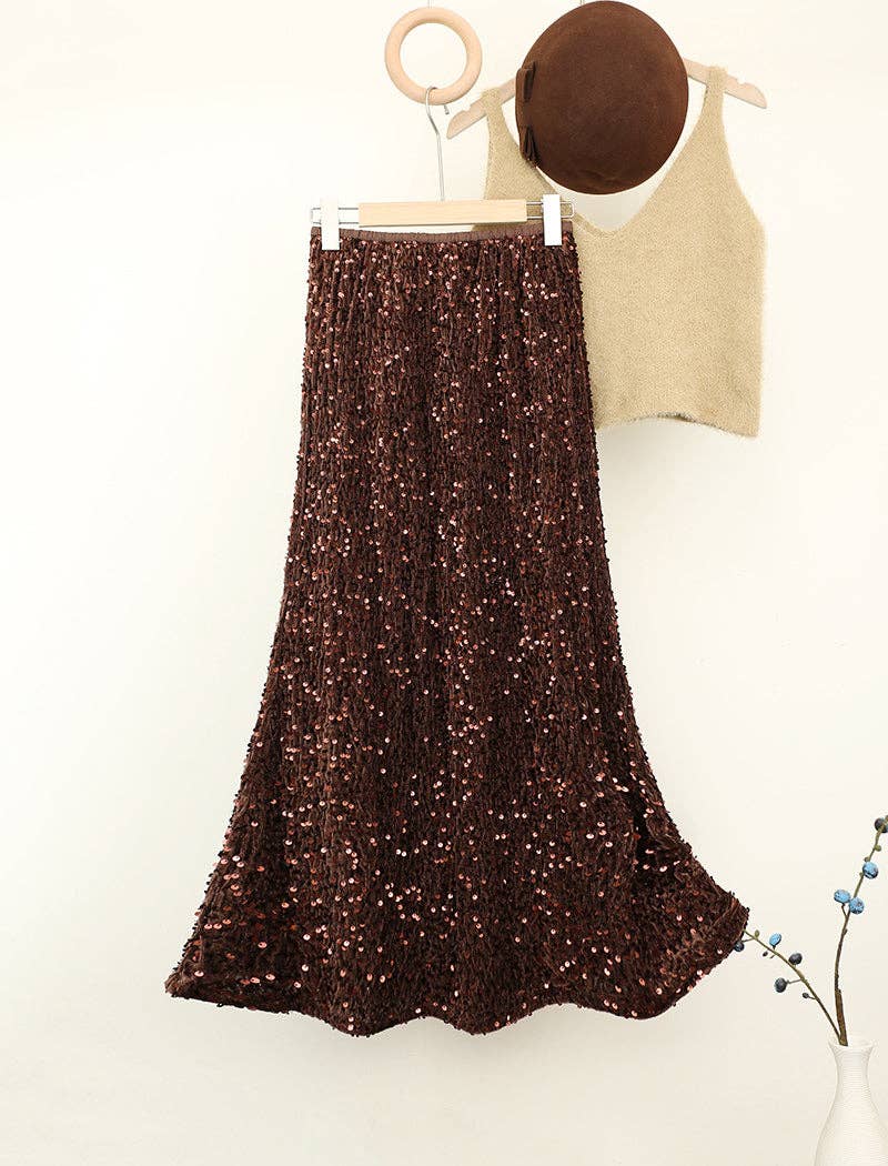 safistyle - Wholesale Skirt - Women's - High-Waist Sequin Midi Skirt2