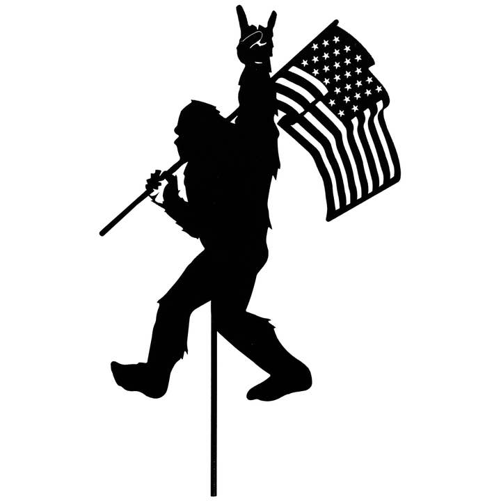 SWEN Products - Wholesale Garden/Lawn Stake - BIGFOOT SASQUATCH WITH FLAG Metal Yard Stake