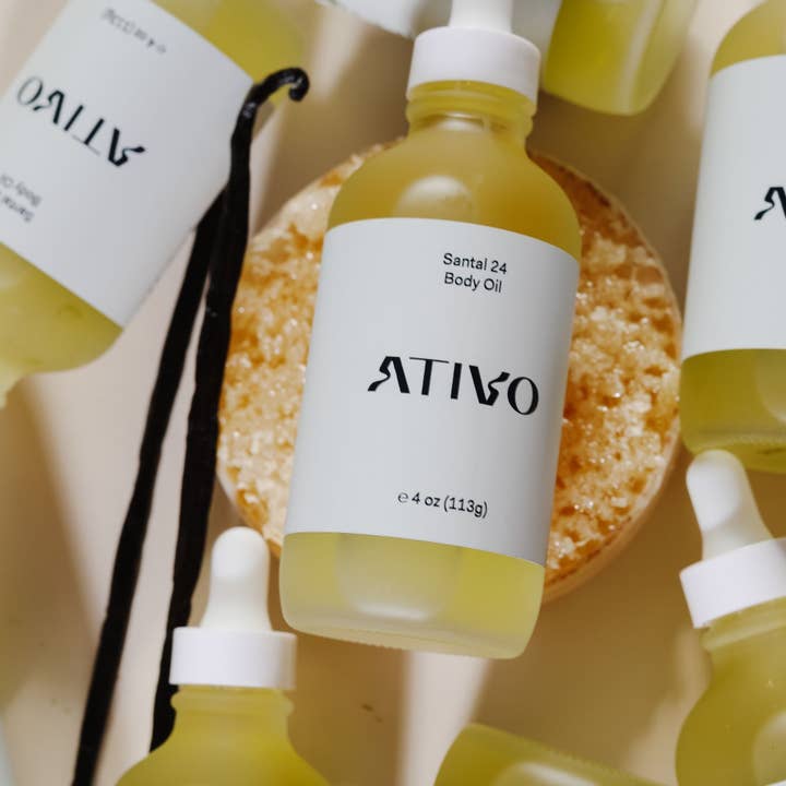 Santal 24 Lichaamsolie met hyaluronzuur voor wholesale door Ativo Skincare