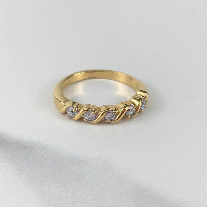 Luxus Accessories - Wholesale Multi-Stone Ring - 18k Gold Plated or Silver Plated Cubic Zirconia Weeding Band Ring