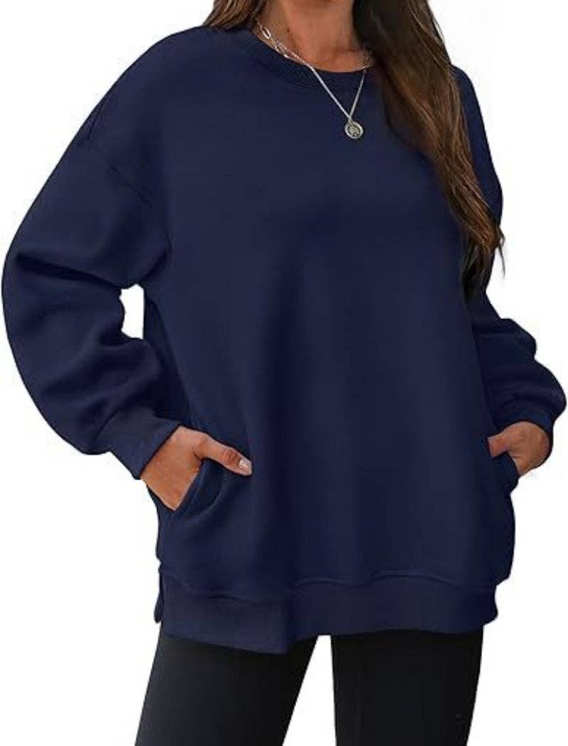 safistyle - Wholesale Sweatshirt - Women's - Oversized Long Sleeve Top with Pockets19