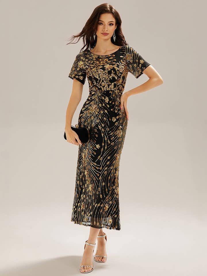 Ever-Pretty - Wholesale Gown - Women's - Bodycon Fishtail Paillette Pleated Evening Gown3