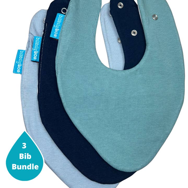 Bibbilyboo – wholesale Bib – Baby – Blue Bundle of 3 Waterproof Dribble Bibs